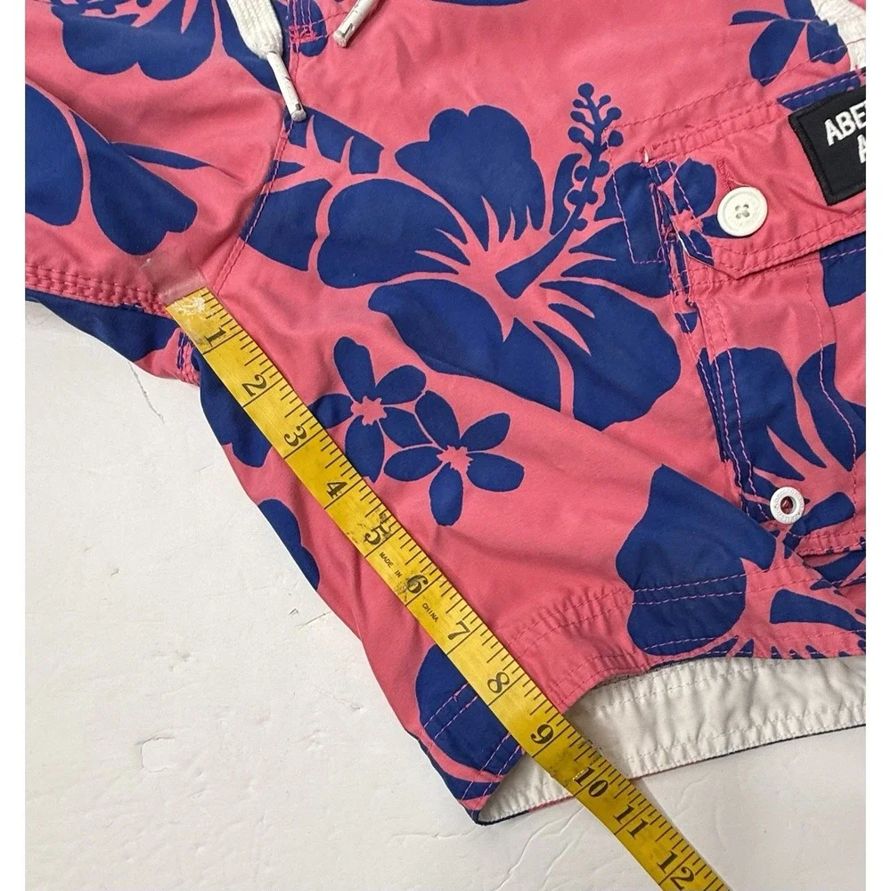 Vtg Abercrombie Fitch Swim Trunks Mens M Pink Blue Floral Hawaiian‎ Lined Preppy